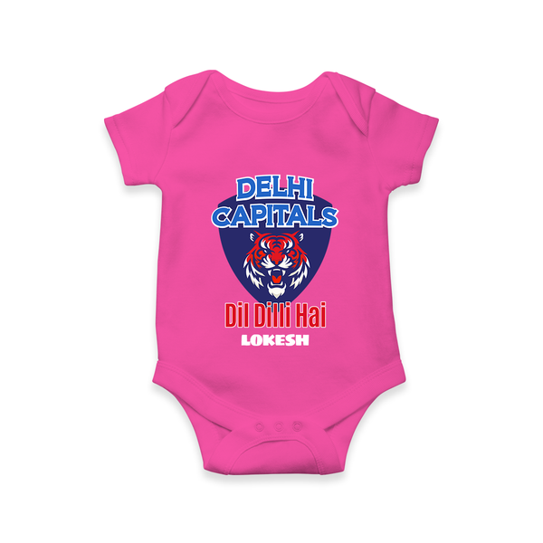 Delhi Capitals "Dil Dilli Hai" - Support Your Favorite Team With Our Customized IPL-Themed Romper For Babies With Name - HOT PINK - 0 - 3 Months Old (Chest 16")