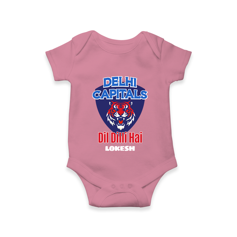 Delhi Capitals "Dil Dilli Hai" - Support Your Favorite Team With Our Customized IPL-Themed Romper For Babies With Name - ONION - 0 - 3 Months Old (Chest 16")