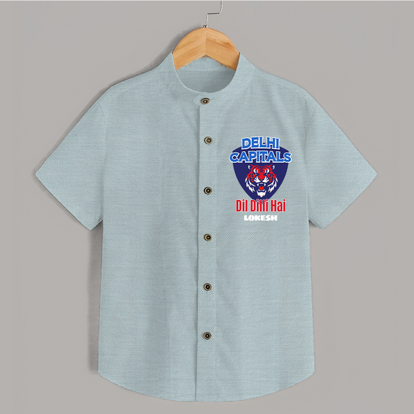 Delhi Capitals "Dil Dilli Hai" - Support Your Favorite Team With Our Customized IPL-Themed Shirt For Kids With Name - ARCTIC BLUE - 0 - 6 Months Old (Chest 23")