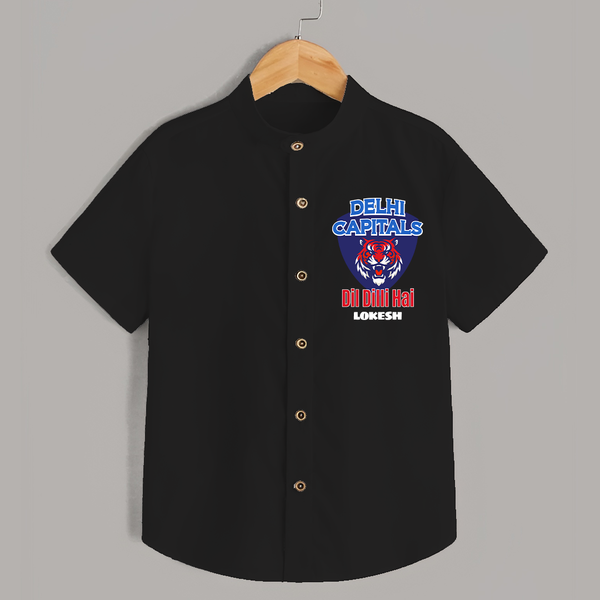 Delhi Capitals "Dil Dilli Hai" - Support Your Favorite Team With Our Customized IPL-Themed Shirt For Kids With Name - BLACK - 0 - 6 Months Old (Chest 23")