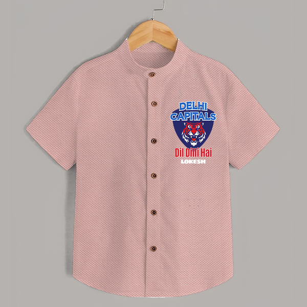 Delhi Capitals "Dil Dilli Hai" - Support Your Favorite Team With Our Customized IPL-Themed Shirt For Kids With Name - PEACH - 0 - 6 Months Old (Chest 23")