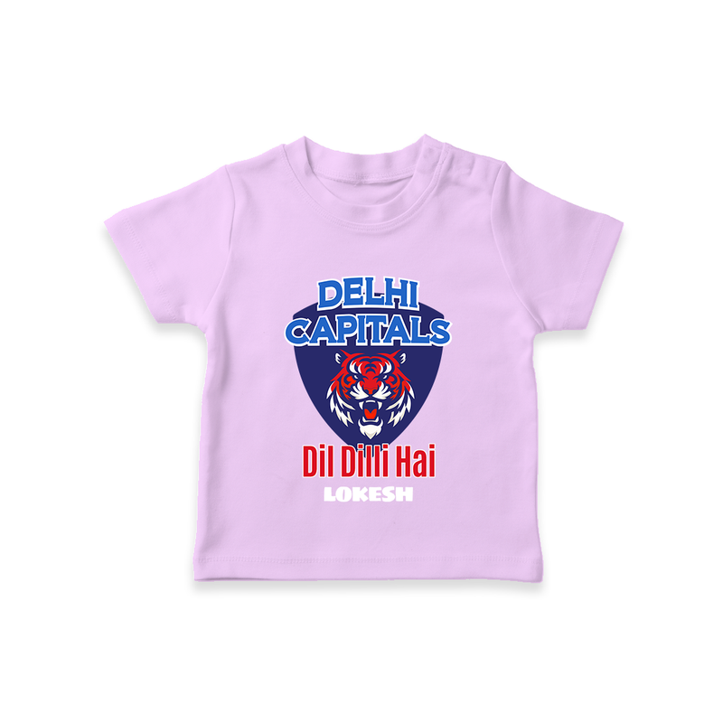 Delhi Capitals "Dil Dilli Hai" - Support Your Favorite Team With Our Customized IPL-Themed T-Shirt For Kids With Name - LILAC - 0-5 Months Old (Chest 17")