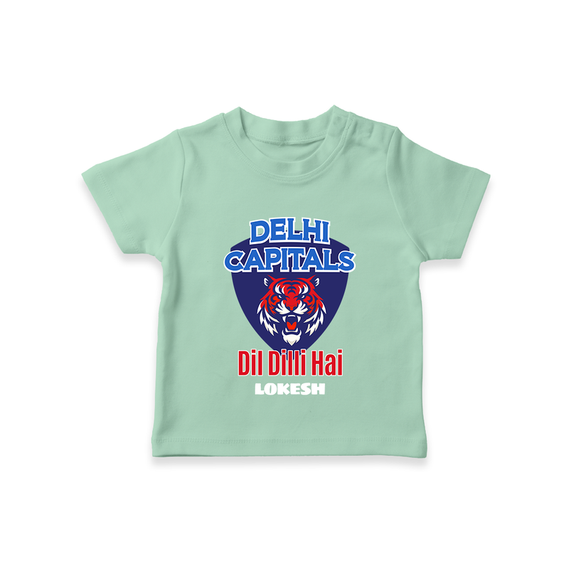 Delhi Capitals "Dil Dilli Hai" - Support Your Favorite Team With Our Customized IPL-Themed T-Shirt For Kids With Name - MINT GREEN - 0-5 Months Old (Chest 17")