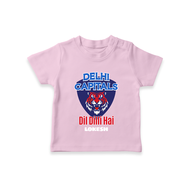 Delhi Capitals "Dil Dilli Hai" - Support Your Favorite Team With Our Customized IPL-Themed T-Shirt For Kids With Name - PINK - 0-5 Months Old (Chest 17")