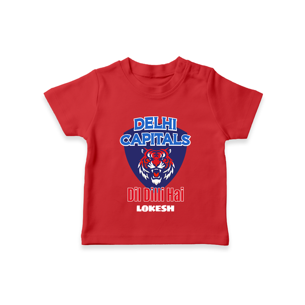 Delhi Capitals "Dil Dilli Hai" - Support Your Favorite Team With Our Customized IPL-Themed T-Shirt For Kids With Name - RED - 0-5 Months Old (Chest 17")
