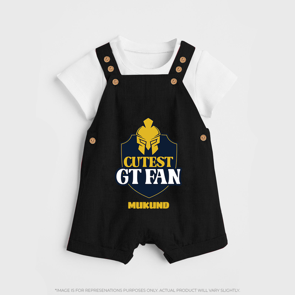 Cutest GT Fan - Support Your Favorite Team With Our Customized IPL-Themed Dungaree For Kids With Name - BLACK - 0 - 5 Months Old (Chest 18")