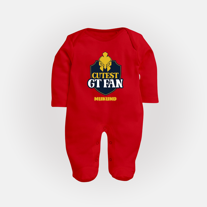 Cutest GT Fan - Support Your Favorite Team With Our Customized IPL-Themed Sleep Suit For Babies With Name - RED - New Born (Chest 7.5")