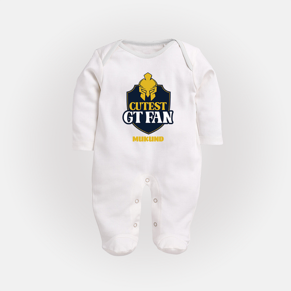 Cutest GT Fan - Support Your Favorite Team With Our Customized IPL-Themed Sleep Suit For Babies With Name - WHITE - New Born (Chest 7.5")