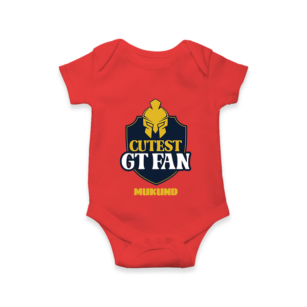 Cutest GT Fan - Support Your Favorite Team With Our Customized IPL-Themed Romper For Babies With Name - RED - 0 - 3 Months Old (Chest 16")