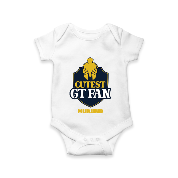 Cutest GT Fan - Support Your Favorite Team With Our Customized IPL-Themed Romper For Babies With Name - WHITE - 0 - 3 Months Old (Chest 16")