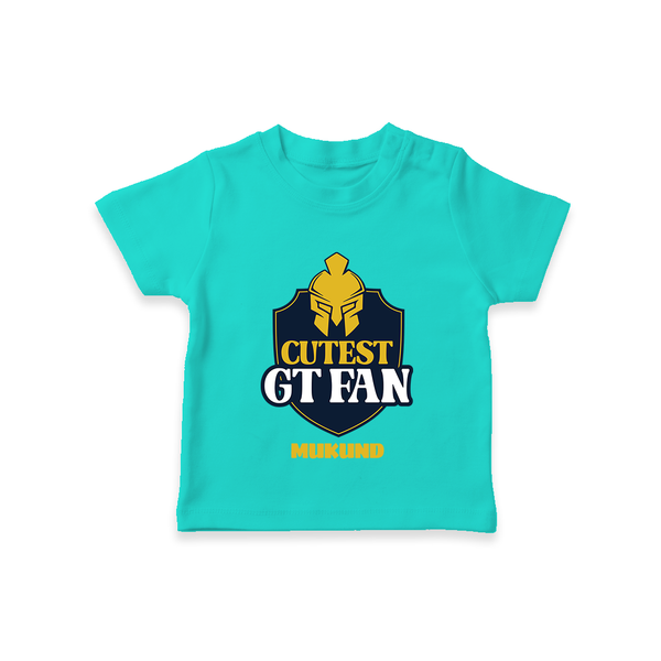 Cutest GT Fan - Support Your Favorite Team With Our Customized IPL-Themed T-Shirt For Kids With Name - TEAL - 0-5 Months Old (Chest 17")