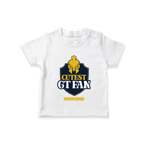 Cutest GT Fan - Support Your Favorite Team With Our Customized IPL-Themed T-Shirt For Kids With Name - WHITE - 0-5 Months Old (Chest 17")