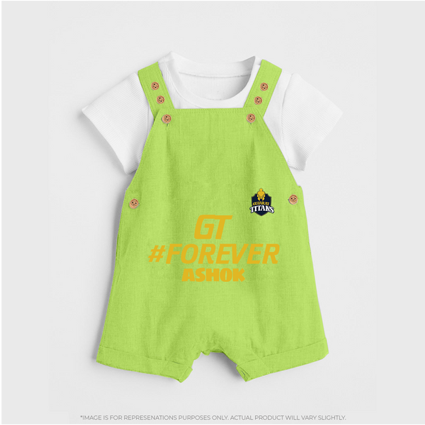 GT Forever - Support Your Favorite Team With Our Customized IPL-Themed Dungaree For Kids With Name - GREEN - 0 - 5 Months Old (Chest 18")