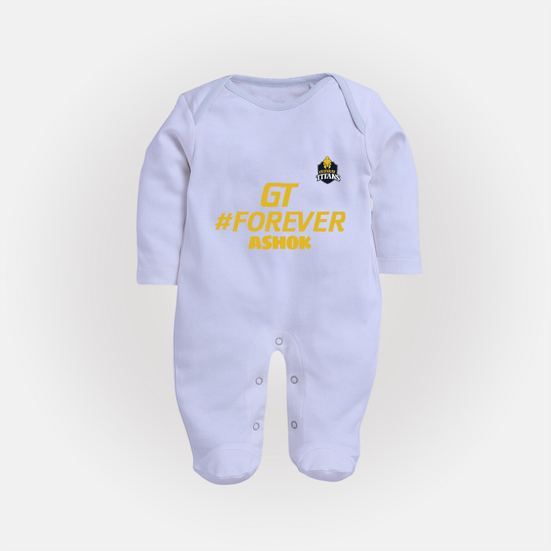 GT Forever - Support Your Favorite Team With Our Customized IPL-Themed Sleep Suit For Babies With Name - BABY BLUE - New Born (Chest 7.5")