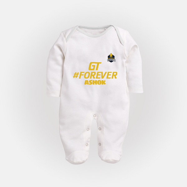 GT Forever - Support Your Favorite Team With Our Customized IPL-Themed Sleep Suit For Babies With Name - WHITE - New Born (Chest 7.5")