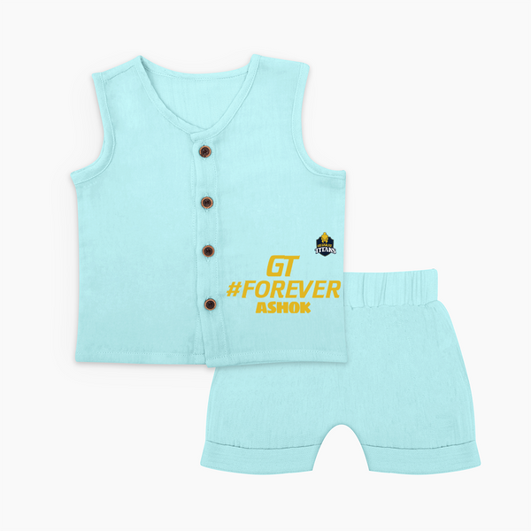 GT Forever - Support Your Favorite Team With Our Customized IPL-Themed Jabla Set For Babies With Name - BABY BLUE - 0 - 3 Months Old (Chest 9.8")