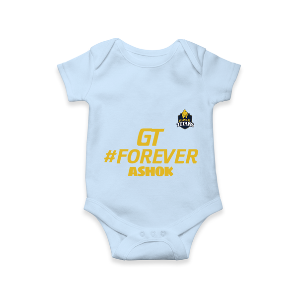 GT Forever - Support Your Favorite Team With Our Customized IPL-Themed Romper For Babies With Name - BABY BLUE - 0 - 3 Months Old (Chest 16")
