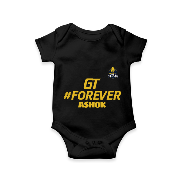 GT Forever - Support Your Favorite Team With Our Customized IPL-Themed Romper For Babies With Name - BLACK - 0 - 3 Months Old (Chest 16")