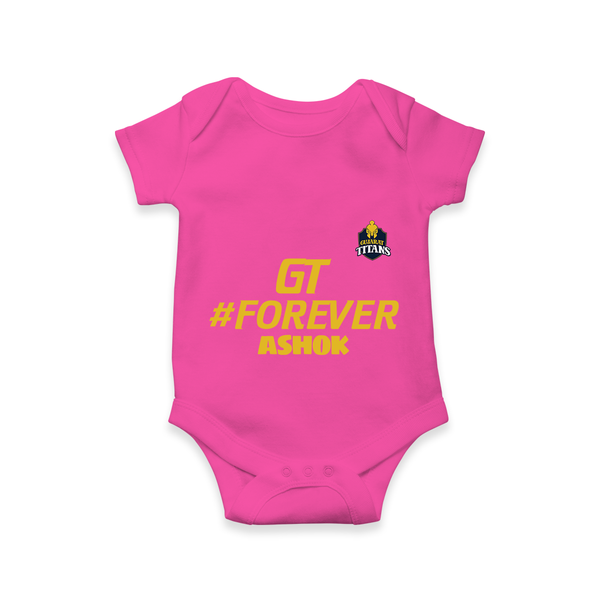 GT Forever - Support Your Favorite Team With Our Customized IPL-Themed Romper For Babies With Name - HOT PINK - 0 - 3 Months Old (Chest 16")