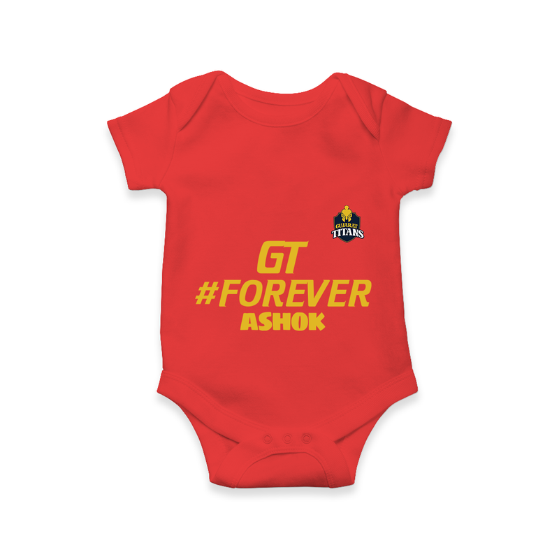 GT Forever - Support Your Favorite Team With Our Customized IPL-Themed Romper For Babies With Name - RED - 0 - 3 Months Old (Chest 16")