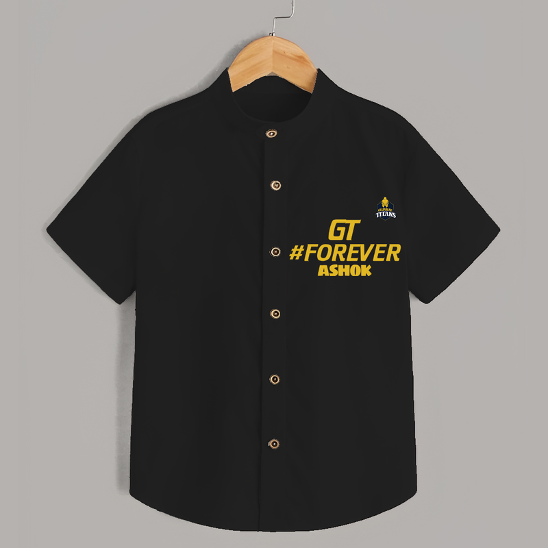 GT Forever - Support Your Favorite Team With Our Customized IPL-Themed Shirt For Kids With Name - BLACK - 0 - 6 Months Old (Chest 23")