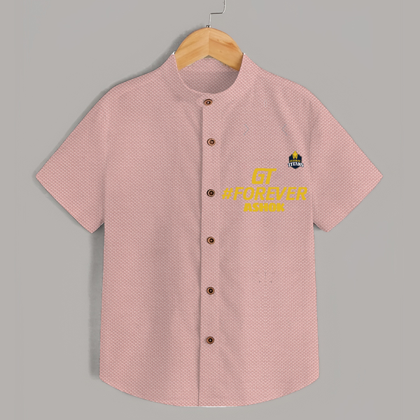 GT Forever - Support Your Favorite Team With Our Customized IPL-Themed Shirt For Kids With Name - PEACH - 0 - 6 Months Old (Chest 23")