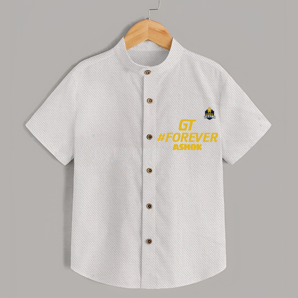 GT Forever - Support Your Favorite Team With Our Customized IPL-Themed Shirt For Kids With Name - WHITE - 0 - 6 Months Old (Chest 23")