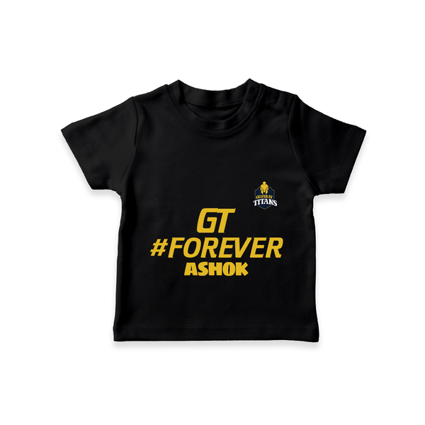 GT Forever - Support Your Favorite Team With Our Customized IPL-Themed T-Shirt For Kids With Name - BLACK - 0-5 Months Old (Chest 17")