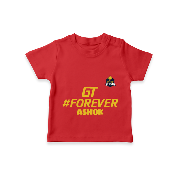 GT Forever - Support Your Favorite Team With Our Customized IPL-Themed T-Shirt For Kids With Name - RED - 0-5 Months Old (Chest 17")