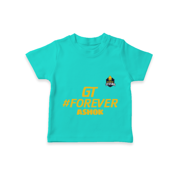GT Forever - Support Your Favorite Team With Our Customized IPL-Themed T-Shirt For Kids With Name - TEAL - 0-5 Months Old (Chest 17")