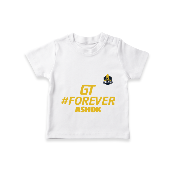 GT Forever - Support Your Favorite Team With Our Customized IPL-Themed T-Shirt For Kids With Name - WHITE - 0-5 Months Old (Chest 17")