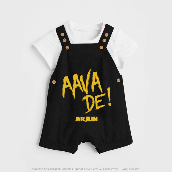 AAVA DE! - Support Your Favorite Team With Our Customized IPL-Themed Dungaree For Kids With Name - BLACK - 0 - 5 Months Old (Chest 18")