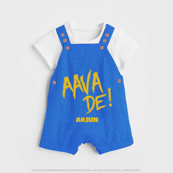 AAVA DE! - Support Your Favorite Team With Our Customized IPL-Themed Dungaree For Kids With Name - COBALT BLUE - 0 - 5 Months Old (Chest 18")