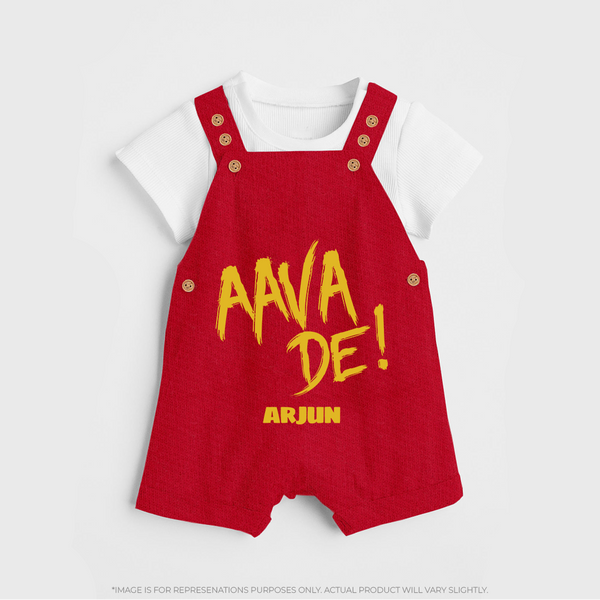 AAVA DE! - Support Your Favorite Team With Our Customized IPL-Themed Dungaree For Kids With Name - RED - 0 - 5 Months Old (Chest 18")