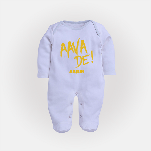AAVA DE! - Support Your Favorite Team With Our Customized IPL-Themed Sleep Suit For Babies With Name - BABY BLUE - New Born (Chest 7.5")