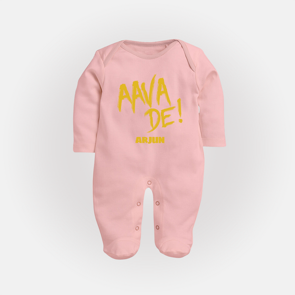 AAVA DE! - Support Your Favorite Team With Our Customized IPL-Themed Sleep Suit For Babies With Name - BABY PINK - New Born (Chest 7.5")