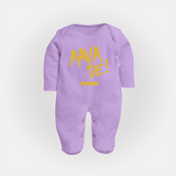 AAVA DE! - Support Your Favorite Team With Our Customized IPL-Themed Sleep Suit For Babies With Name - LILAC - New Born (Chest 7.5")