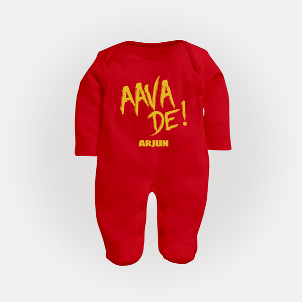 AAVA DE! - Support Your Favorite Team With Our Customized IPL-Themed Sleep Suit For Babies With Name - RED - New Born (Chest 7.5")