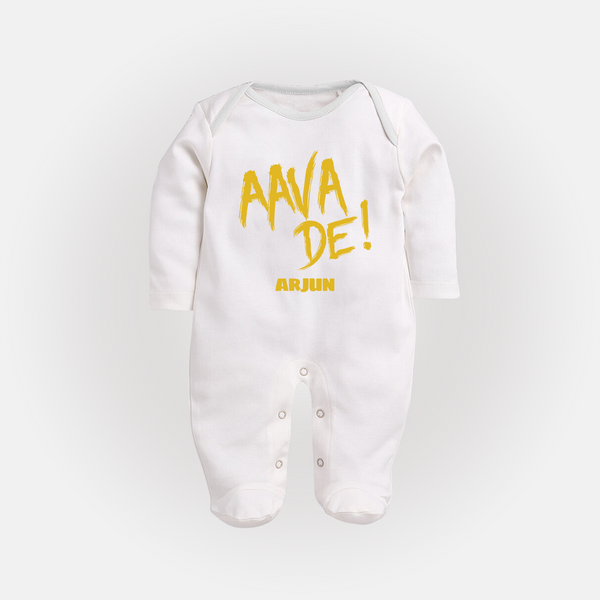 AAVA DE! - Support Your Favorite Team With Our Customized IPL-Themed Sleep Suit For Babies With Name - WHITE - New Born (Chest 7.5")