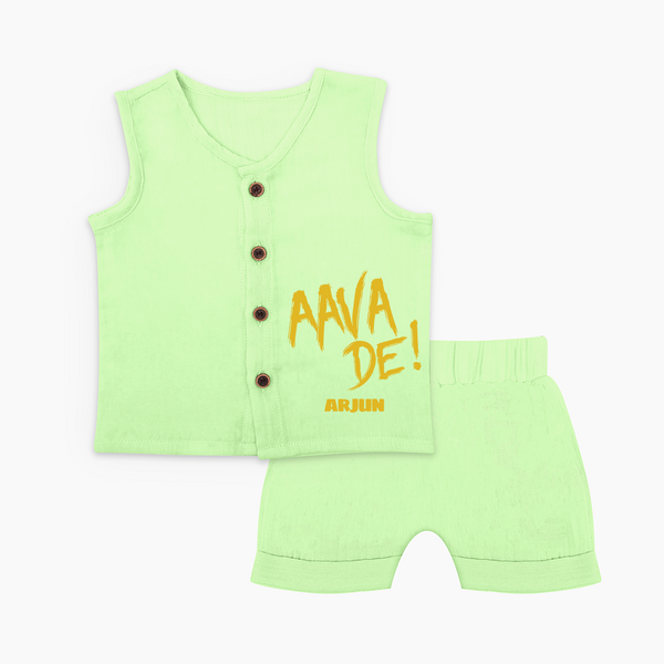 AAVA DE! - Support Your Favorite Team With Our Customized IPL-Themed Jabla Set For Babies With Name - PASTEL GREEN - 0 - 3 Months Old (Chest 9.8")