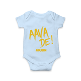AAVA DE! - Support Your Favorite Team With Our Customized IPL-Themed Romper For Babies With Name - BABY BLUE - 0 - 3 Months Old (Chest 16")