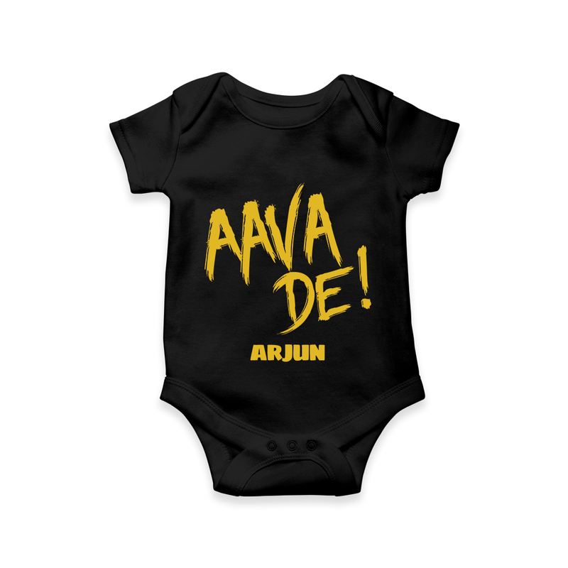 AAVA DE! - Support Your Favorite Team With Our Customized IPL-Themed Romper For Babies With Name - BLACK - 0 - 3 Months Old (Chest 16")