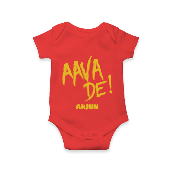 AAVA DE! - Support Your Favorite Team With Our Customized IPL-Themed Romper For Babies With Name - RED - 0 - 3 Months Old (Chest 16")