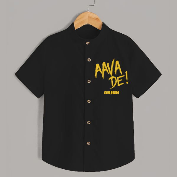 AAVA DE! - Support Your Favorite Team With Our Customized IPL-Themed Shirt For Kids With Name - BLACK - 0 - 6 Months Old (Chest 23")