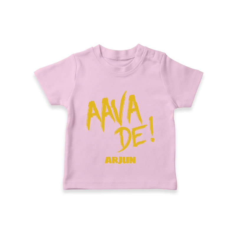 AAVA DE! - Support Your Favorite Team With Our Customized IPL-Themed T-Shirt For Kids With Name - PINK - 0-5 Months Old (Chest 17")
