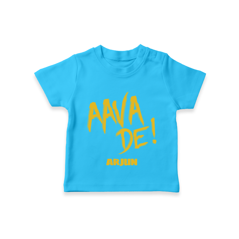 AAVA DE! - Support Your Favorite Team With Our Customized IPL-Themed T-Shirt For Kids With Name - SKY BLUE - 0-5 Months Old (Chest 17")