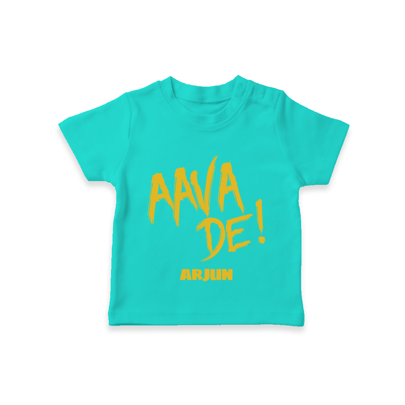 AAVA DE! - Support Your Favorite Team With Our Customized IPL-Themed T-Shirt For Kids With Name - TEAL - 0-5 Months Old (Chest 17")