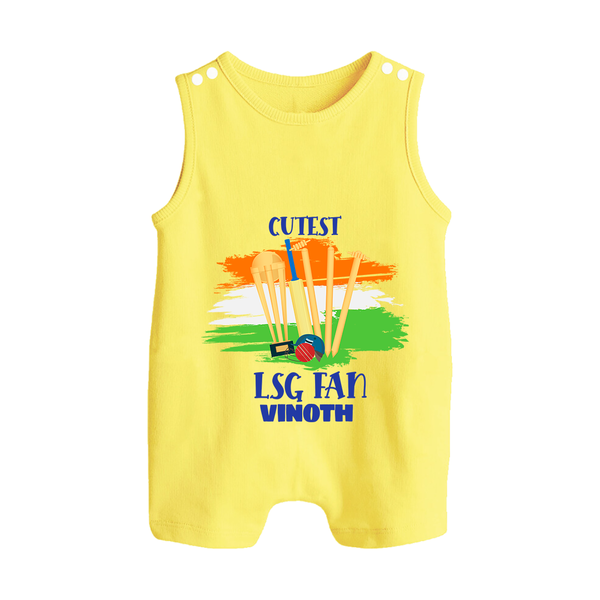 Cutest LSG Fan - Cheer For Your Team With Our Customized IPL-Themed Romper Suit For Babies With Name - PASTEL YELLOW - 0 - 5 Months Old (Chest 18")