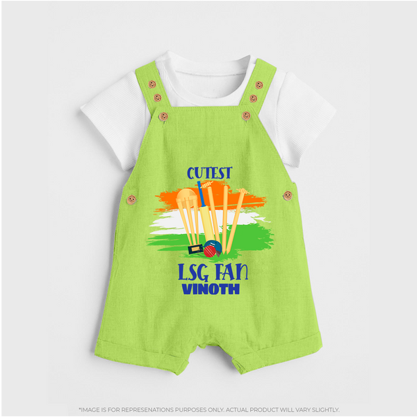 Cutest LSG Fan - Cheer For Your Team With Our Customized IPL-Themed Dungaree For Kids With Name - GREEN - 0 - 5 Months Old (Chest 18")