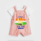 Cutest LSG Fan - Cheer For Your Team With Our Customized IPL-Themed Dungaree For Kids With Name - PEACH - 0 - 5 Months Old (Chest 18")